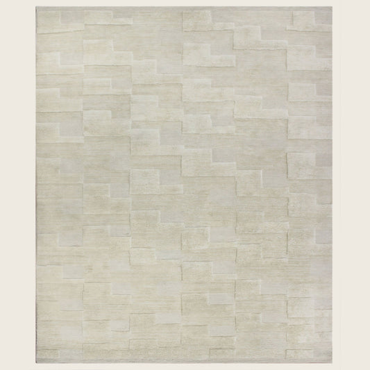 Beige Textured Wool Rug - 8' x 10'