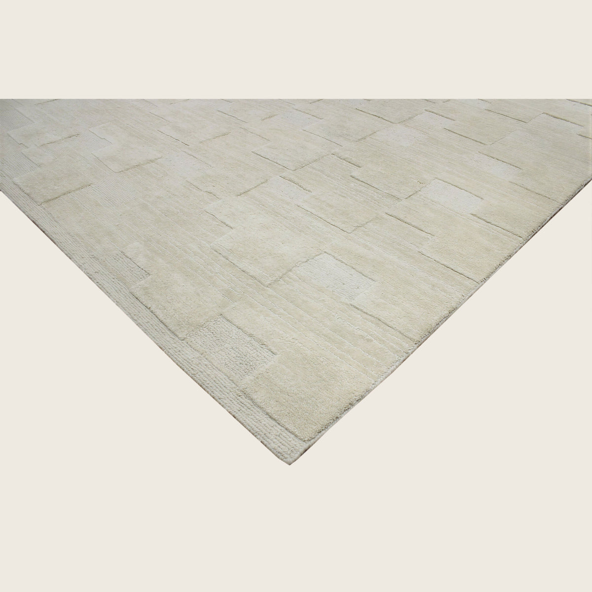 Beige Textured Wool Rug - 8' x 10'